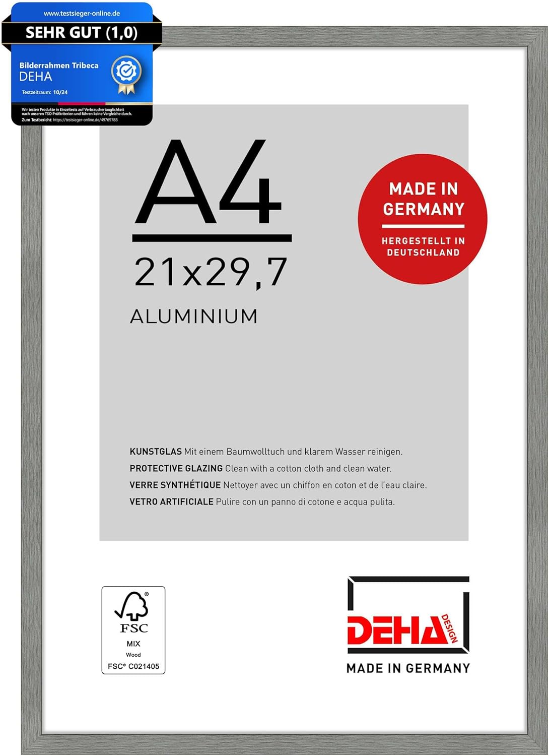 Design-Aluminium-Bilderrahmen – in Schwarz, Silber oder Grau Matt | Formate A1–A4