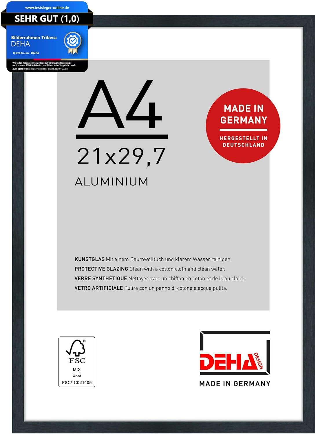 Design-Aluminium-Bilderrahmen – in Schwarz, Silber oder Grau Matt | Formate A1–A4