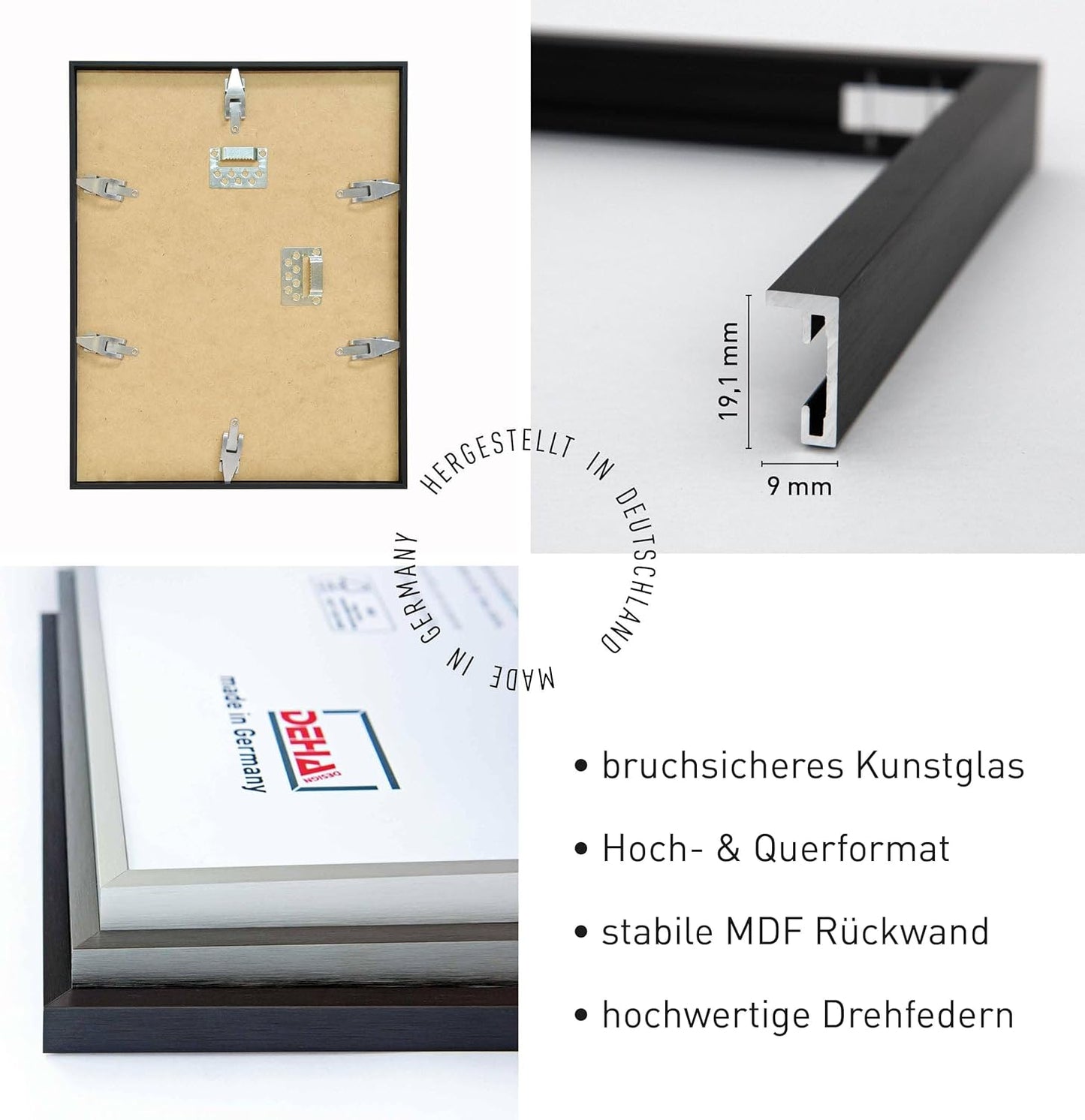 Design-Aluminium-Bilderrahmen – in Schwarz, Silber oder Grau Matt | Formate A1–A4